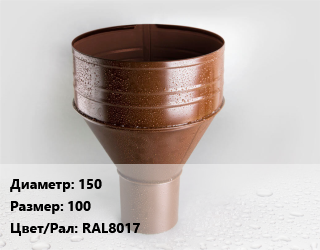 Воронка 150 100 RAL8017, шт, сливная цена от 423 сом / шт, где купить, условия доставки в Оше и Ошской области